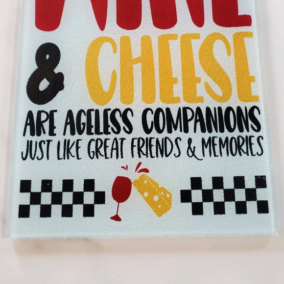 Wine and Cheese like Friends and Memories Glass Cutting Board - Picture 2 of 8